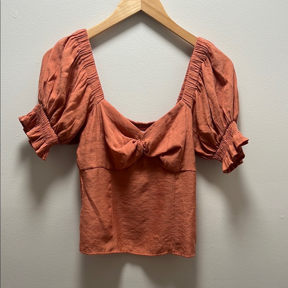Nine West Puff Sleeve Ruched Blouse